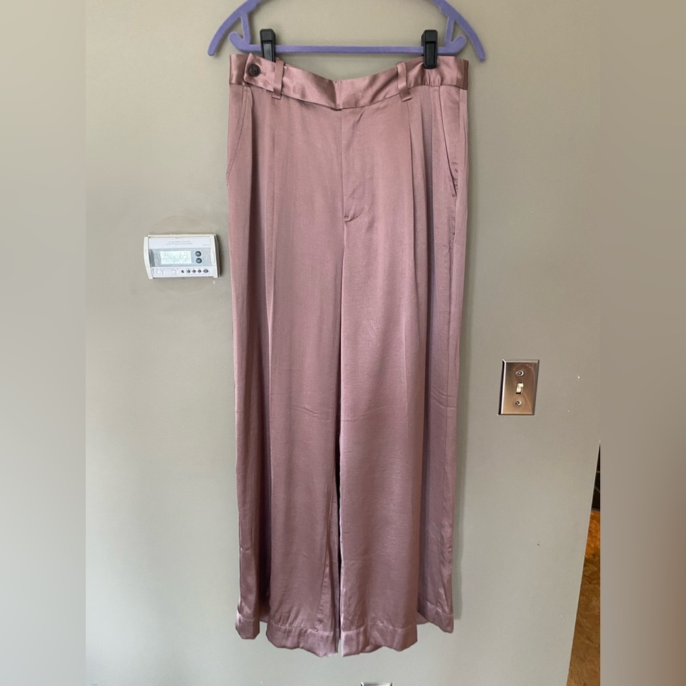 NWT MADEWELL The Harlow Wide-Leg Pant in Satin Iced Mocha Size 10 - Picture 5 of 9